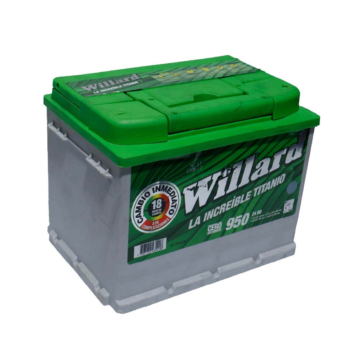 Batería Willard Titanio 950 / Caja 24 / Polaridad Derecha